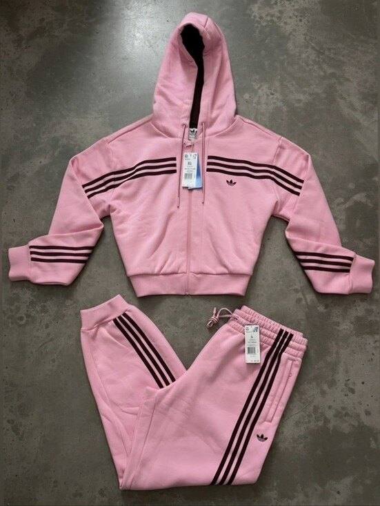 adidas Originals Pants - NWT Adidas Originals 70s Short Full Zip Fleece Hoodie & Joggers, True Pink